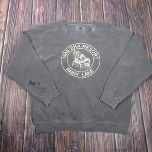 Authentic Pigment Sweatshirt Mens XL Gray Sha Sha Resort Rainy Lake Fleece